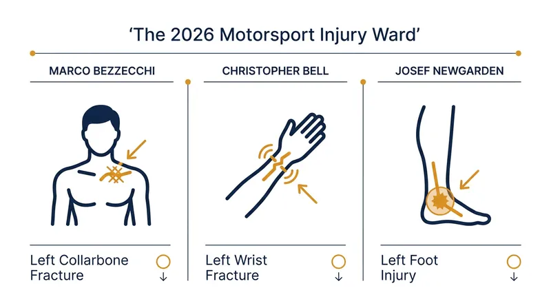 Key contenders across the globe are currently managing broken bones and surgical recoveries.