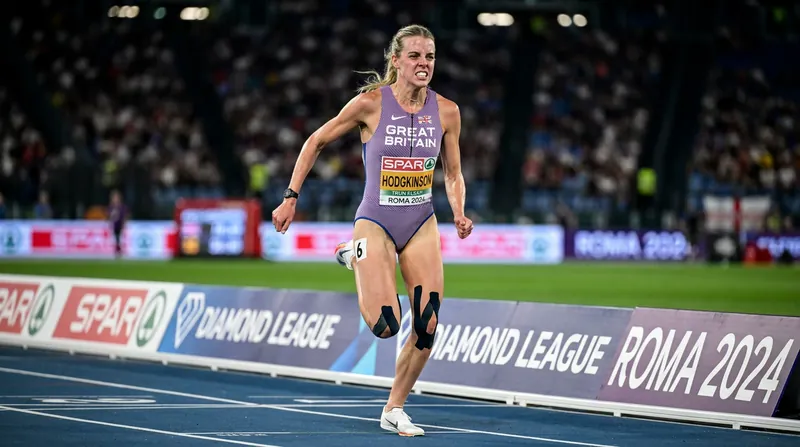 Keely Hodgkinson raced to a second-place finish in Eugene despite suffering severe knee injuries in a training fall just days prior.