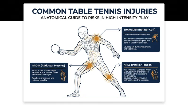 Common injury hotspots for professional table tennis players navigating the grueling WTT calendar.