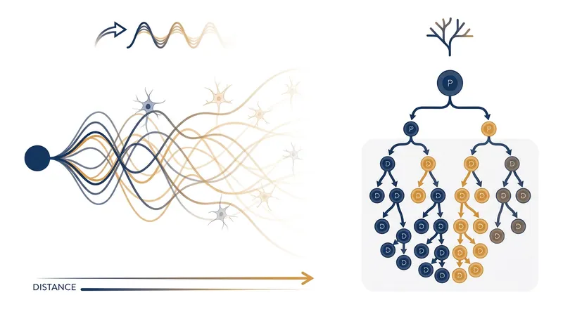 Unlike chemical signals that fade over distance, lineage mapping allows positional information to scale infinitely.