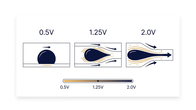 How electrocapillarity alters the surface tension of a liquid metal droplet to generate mechanical force.