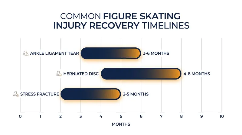 Typical recovery timelines for the high-impact injuries frequently sustained by elite figure skaters.