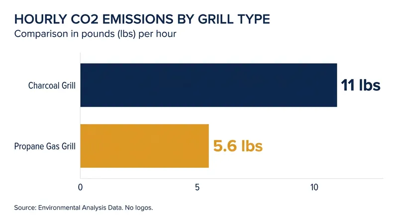 Traditional charcoal grills emit roughly twice the carbon dioxide of their propane counterparts per hour of cooking.