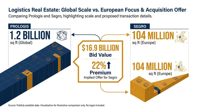 The proposed merger would combine Prologis's massive global footprint with Segro's premium European assets.
