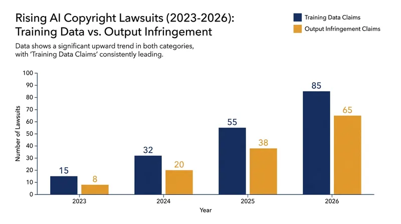While platforms are shielded from output liability, training data lawsuits continue to rise.
