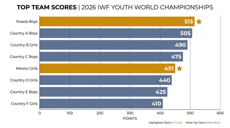Russia and Mexico topped the team standings at the recent Youth World Championships in Cali.