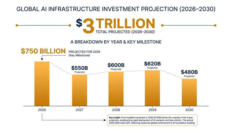 Projected capital expenditure on global AI infrastructure.