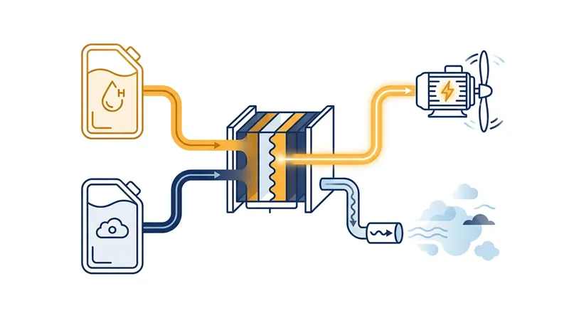 Unlike traditional jet engines, fuel cells generate electricity through a chemical reaction, emitting only water vapor.