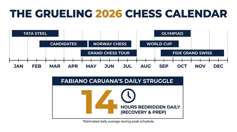 The relentless pace of the 2026 chess calendar leaves little room for physical recovery.