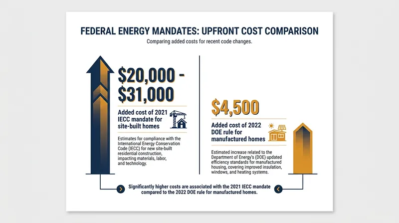 Federal estimates show that strict energy codes added tens of thousands of dollars to the upfront cost of new homes.