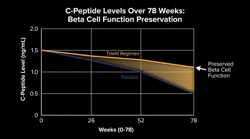 In the PROTECT trial, patients receiving Tzield maintained significantly higher C-peptide levels—a marker of insulin production—over 78 weeks.