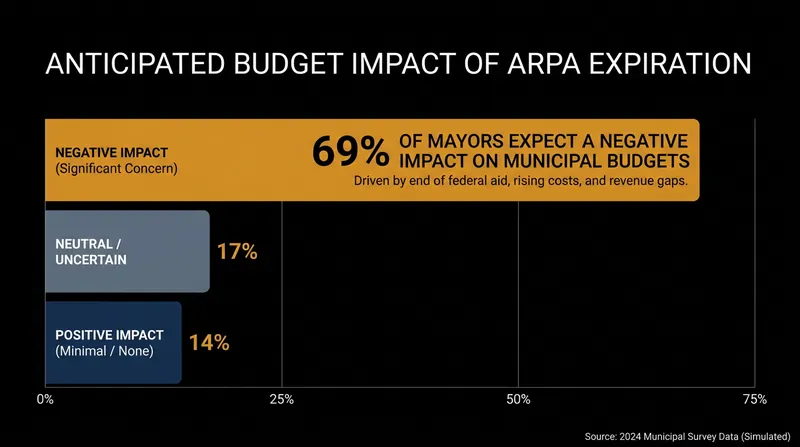 A majority of municipal leaders anticipate budget tightening once federal relief funds expire.