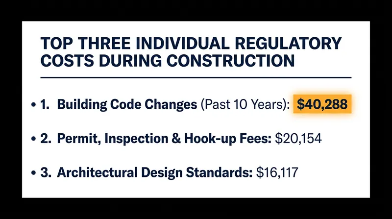 Stricter building codes over the past decade represent the single largest regulatory expense for builders.
