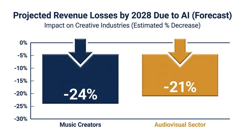 Projected income losses for creators by 2028 if the regulatory vacuum around generative AI persists.