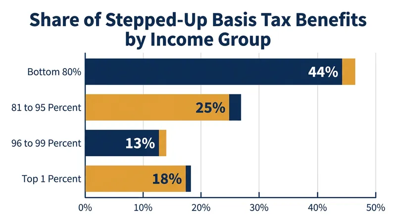 Data from the Congressional Budget Office shows that more than half of the benefits from stepped-up basis flow to the top 20 percent of estates.