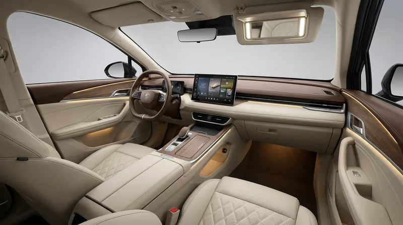The MG 07 interior features an immersive cockpit and an industry-first multi-functional makeup station.