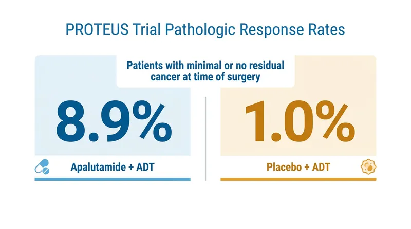 Patients receiving the apalutamide regimen were nearly nine times more likely to have little to no cancer remaining in the prostate at the time of surgery.