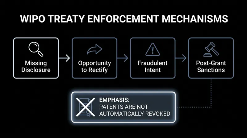 The treaty balances transparency with legal certainty, offering applicants the chance to rectify omissions.