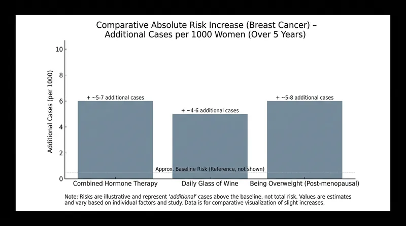 The absolute risk of breast cancer from combined hormone therapy is comparable to common lifestyle factors.