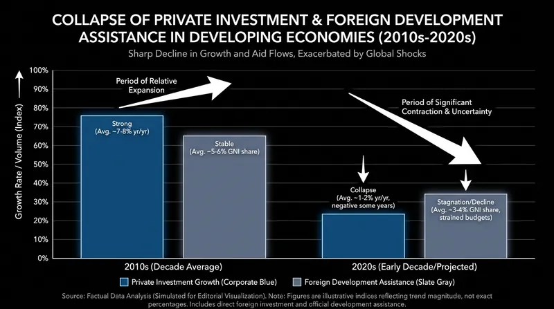 Private investment growth in developing economies has more than halved in the 2020s.