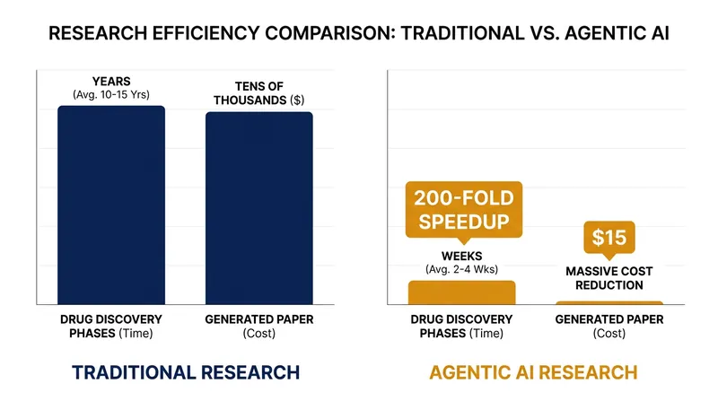 Early deployments of AI scientists have demonstrated exponential reductions in the time and cost required for discovery.