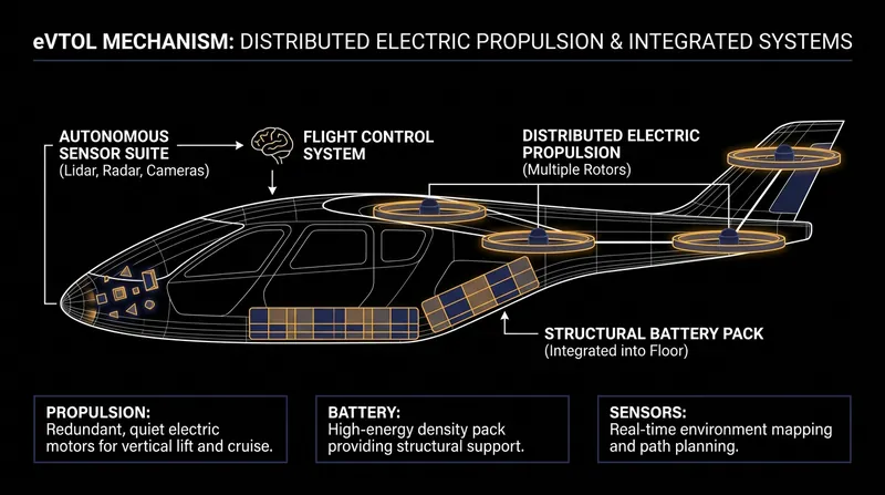 How the SkyCub works: Distributed propulsion and structural battery integration.