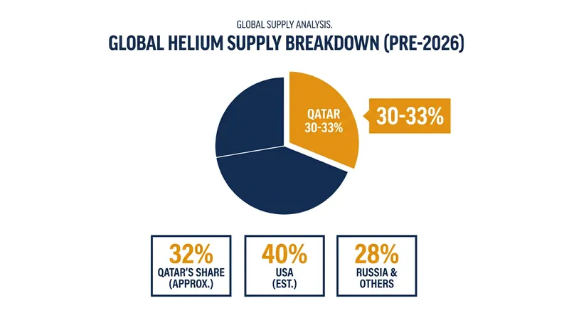 Prior to the 2026 disruptions, Qatar produced roughly one-third of the world's industrial helium.
