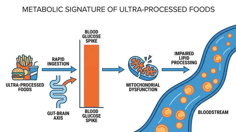 Targeted metabolomics reveals how UPFs disrupt cellular function and lipid processing in the bloodstream.