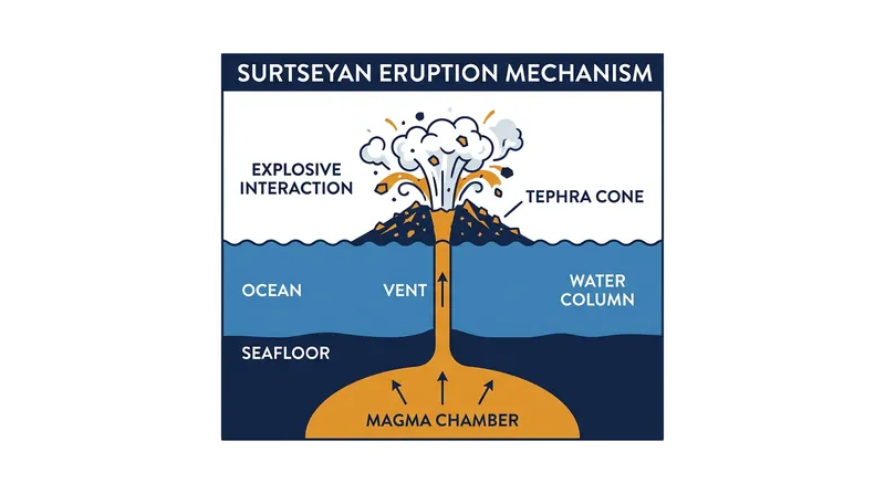 How shallow magma interacts with seawater to create explosive Surtseyan eruptions and build new landmasses.