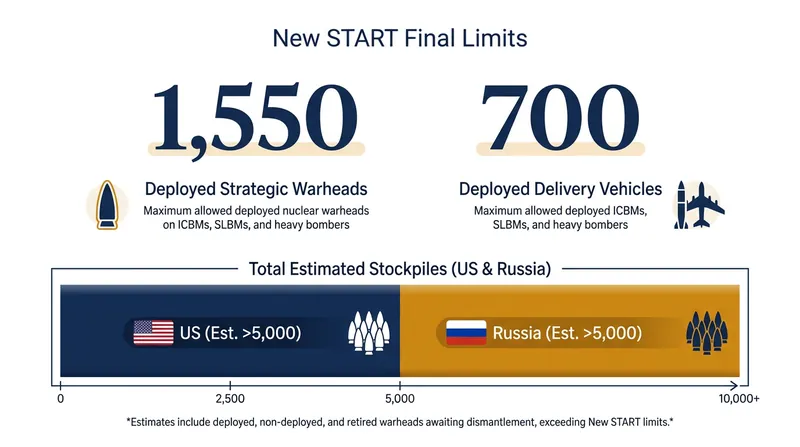 New START capped deployed strategic weapons, but left thousands of reserve warheads unconstrained.
