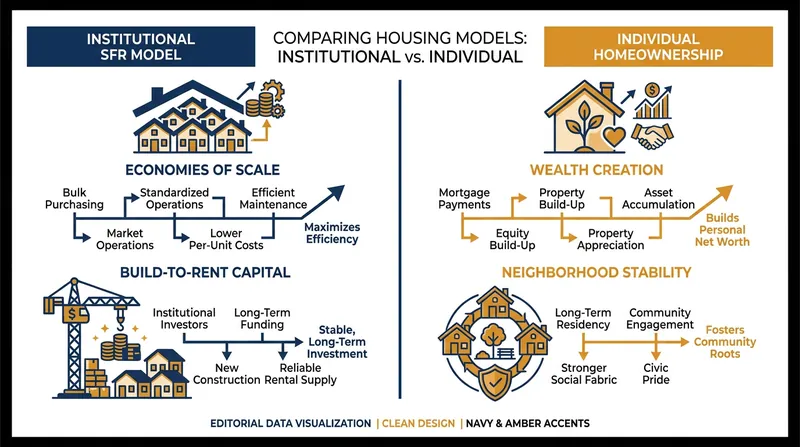 Comparing the core arguments for institutional capital versus protected retail homeownership.