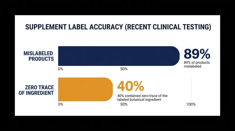 Clinical analysis reveals a massive discrepancy between what supplement labels claim and what the products actually contain.