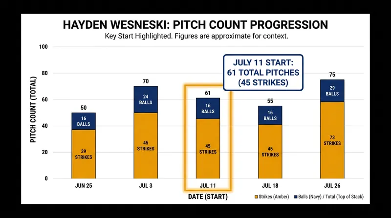 Hayden Wesneski threw 61 pitches in his latest Triple-A rehab start, a major step forward in his UCL recovery.