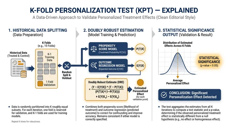 The KPT framework utilizes existing historical data to estimate the expected utility of personalization.