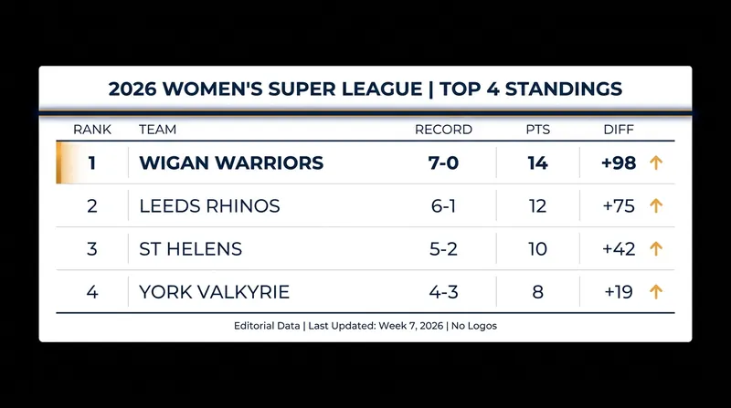 The top four teams have established a clear gap in the 2026 standings.