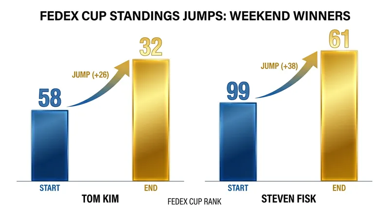 Weekend victories provided massive standings boosts for Tom Kim and Steven Fisk.