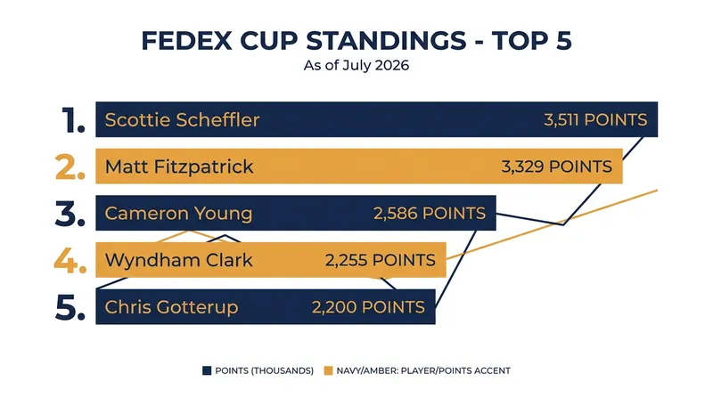 Scottie Scheffler maintains a commanding lead in the season-long points race despite a rare missed cut.