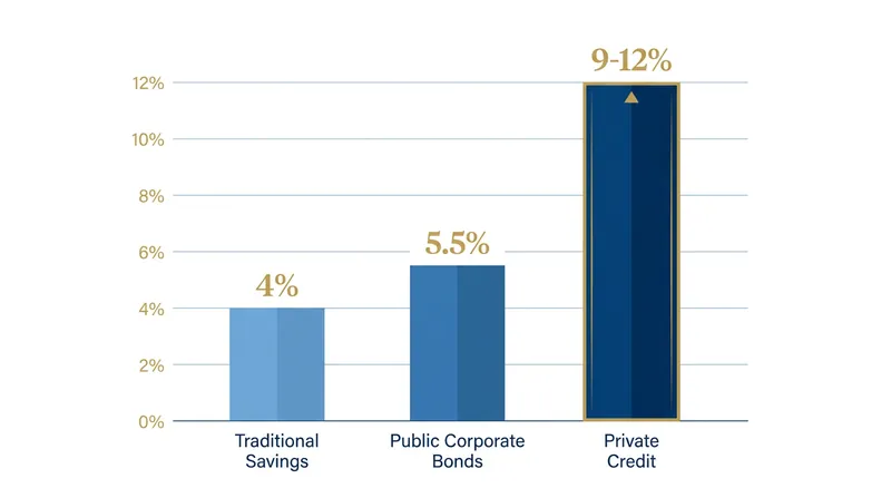 Private credit has historically offered a significant 'liquidity premium' over public fixed-income options.