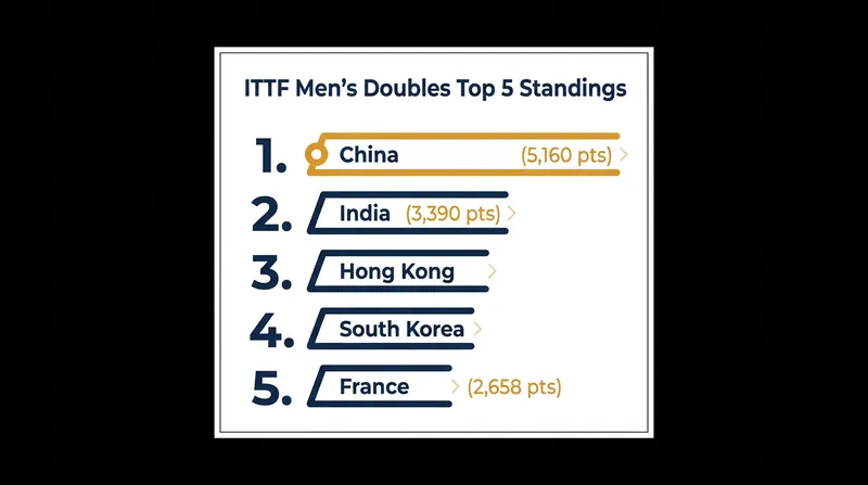 The latest ITTF Men's Doubles standings highlight the gap between the top Chinese pair and the chasing pack.