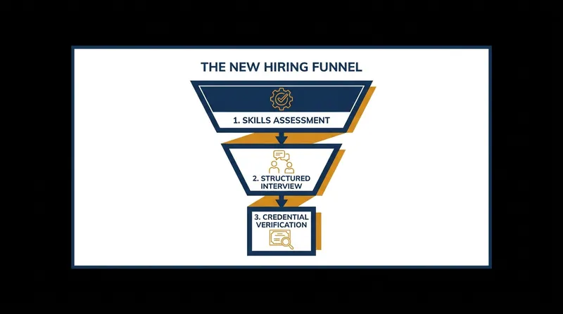 In the skills-first model, credentials serve as a final verification rather than an initial gatekeeper.