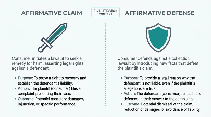 The ruling removes the consumer's ability to sue (the sword) but preserves their ability to defend themselves in court (the shield).