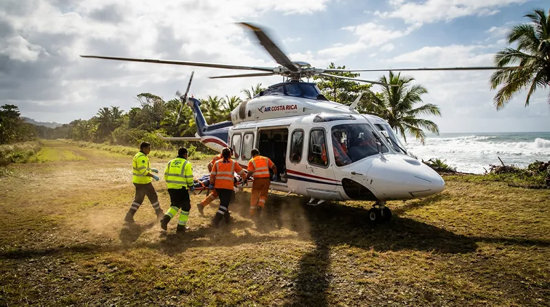 Remote surf breaks require complex logistical operations, including air ambulances, to transport critical trauma patients to major hospitals.