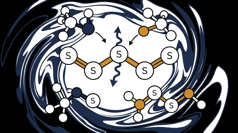 The reaction allows trisulfide chains to spontaneously swap molecular fragments in seconds.