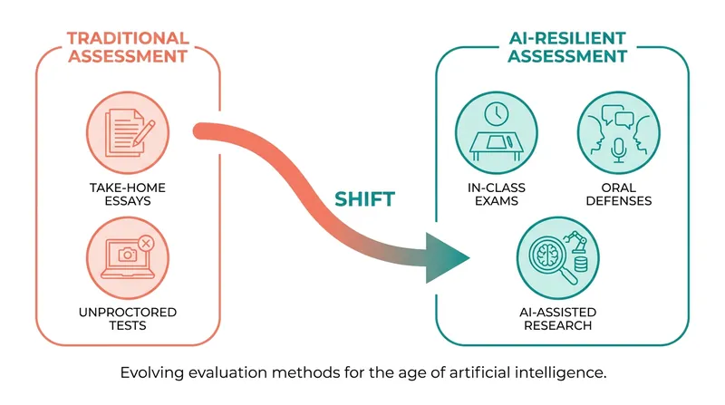 The transition toward AI-resilient education focuses on the cognitive process rather than the final written product.