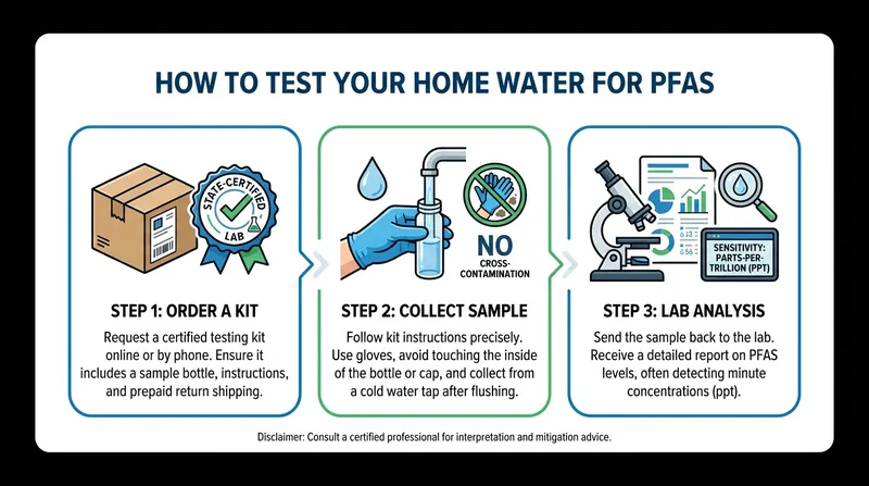 Standard hardware store test strips are not sensitive enough to detect PFAS; state-certified laboratory testing is required.