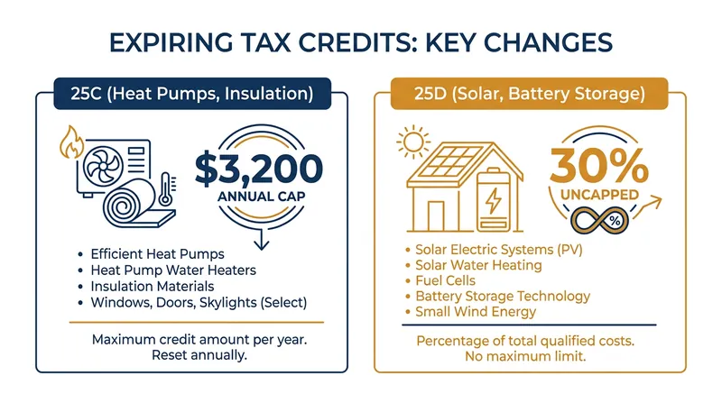The two primary federal tax credits slated for termination in 2026.
