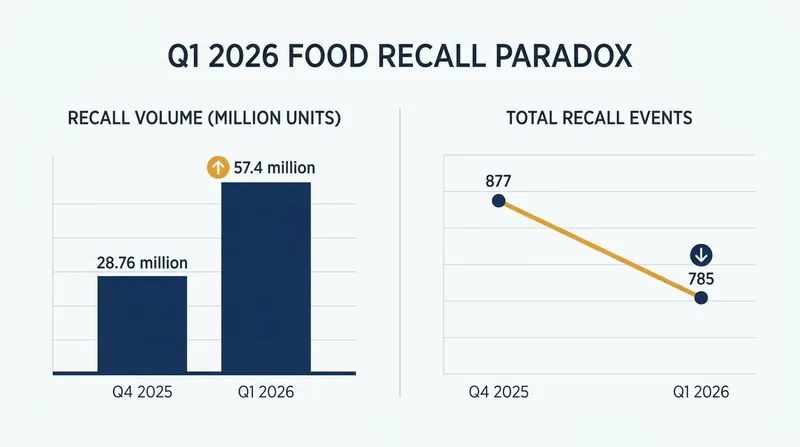 While the total number of recall events dropped in early 2026, the sheer volume of affected products doubled.