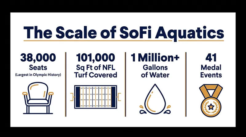 By utilizing the massive footprint of the NFL stadium, LA28 will shatter previous aquatic attendance records.