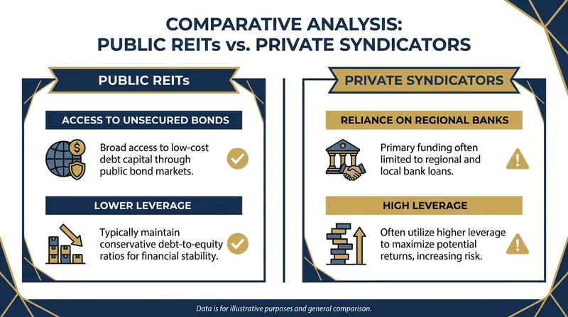 Public REITs hold a structural advantage over private operators due to their diversified access to capital markets.