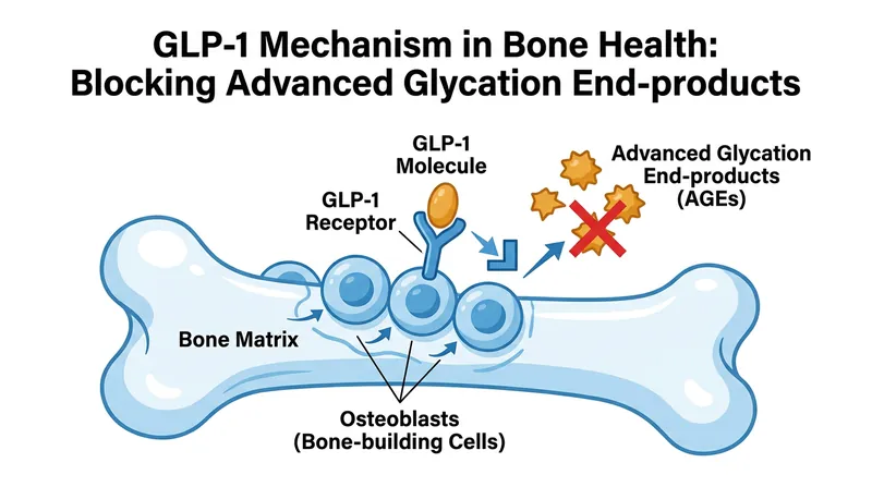 Scientists suspect that GLP-1 receptors expressed directly in bone tissue may help protect the skeleton from diabetic degradation.